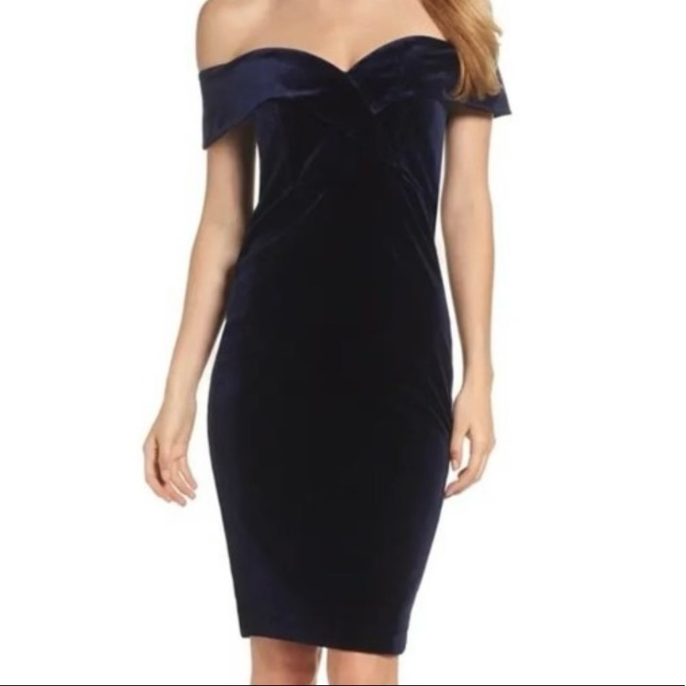 navy velvet cocktails dress